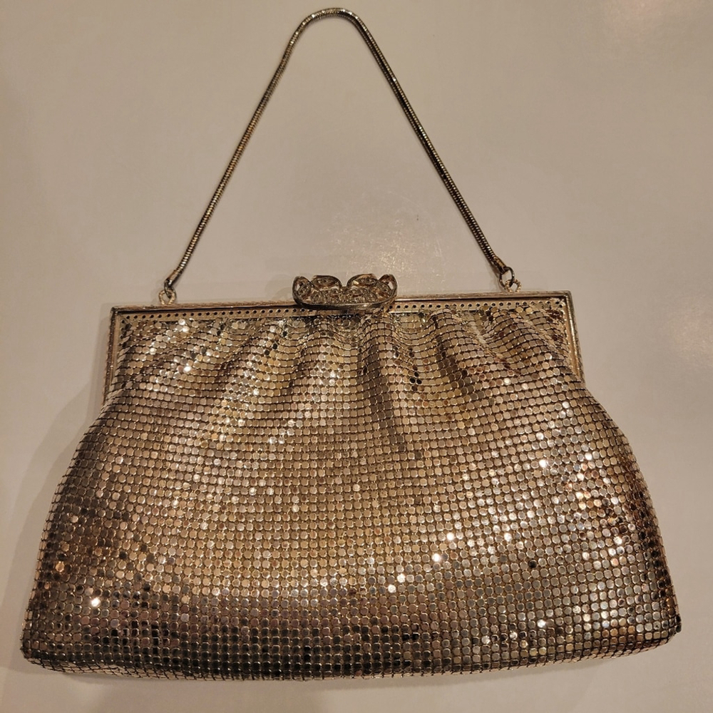 Gold Color Mesh Evening Bag